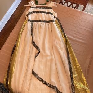 Chasing Fireflies Greek Goddess Girl’s Dress with Cape & Floral Crown